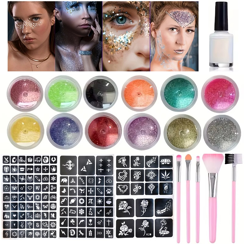 Body Jewelry Glue - 12 cores de tatuagem flash diy