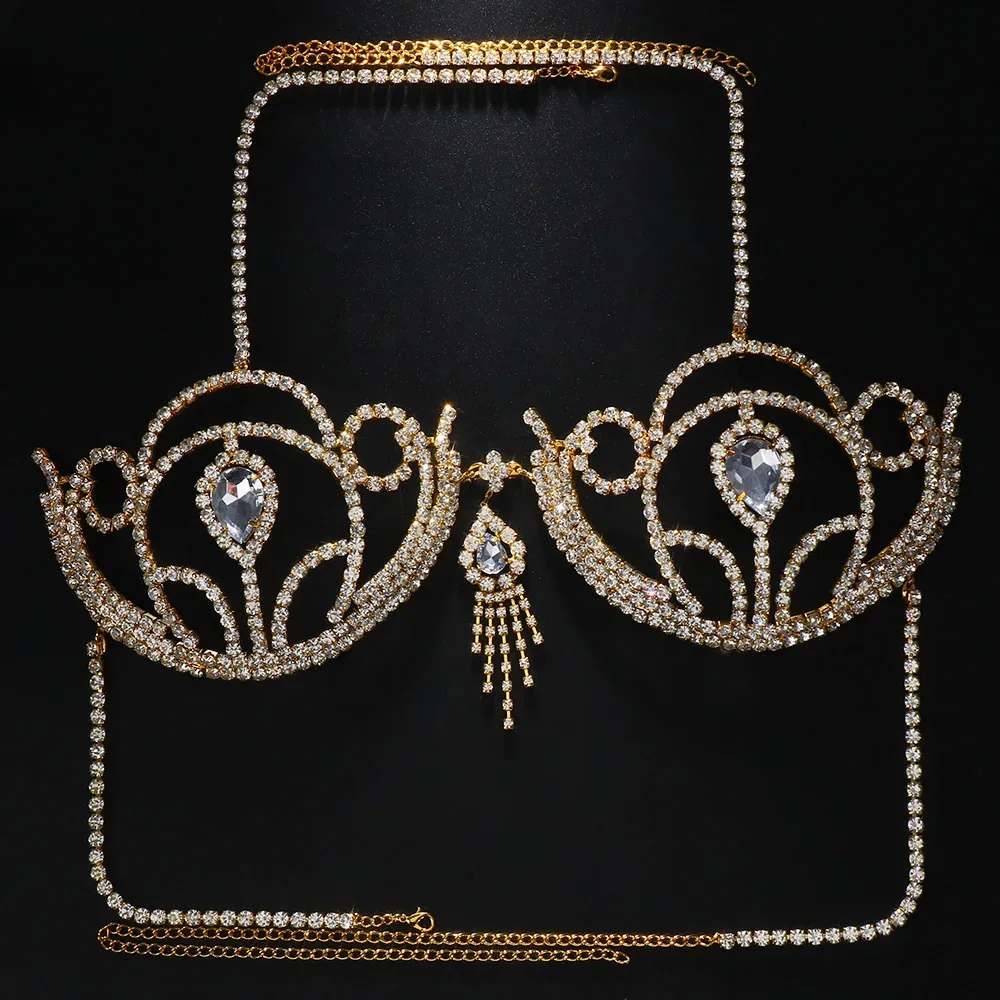 Sutiã de biquíni strass de lux - Body Jewelry Harness avaliação e preço