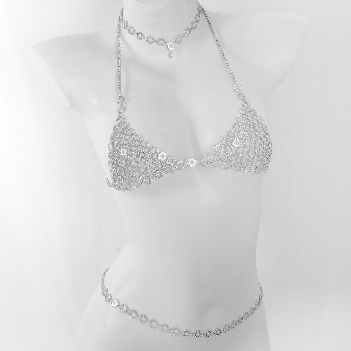 Três peças sutiã cintura conju - Body Jewelry Gold avaliação e preço