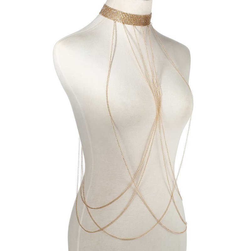 Corrente de corpo cor dourada  - Body Jewelry Harness avaliação e preço