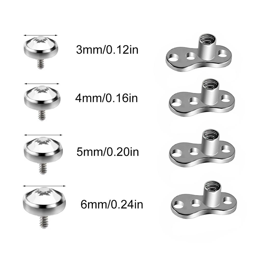 9 peças-1 peça de aço cirúrgic - Dermal Anchor Top avaliação e preço