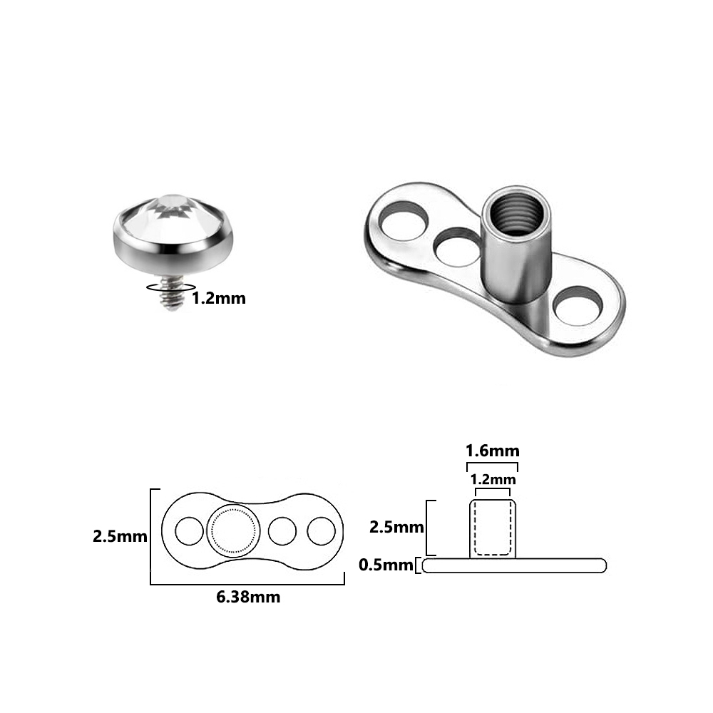 9 peças-1 peça de aço cirúrgic - Dermal Anchor Top avaliação e preço